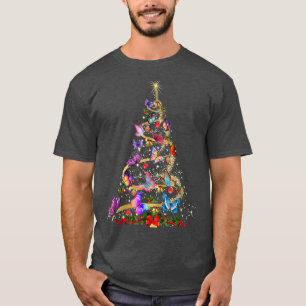 Camiseta Butterfly Decoration Christmas Tree Santa Hat Xmas