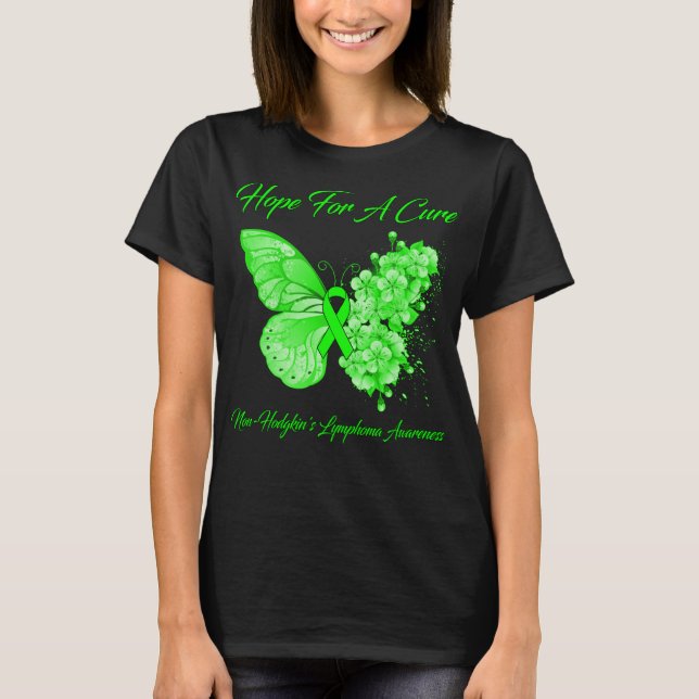 Camiseta Butterfly espera por um linfoma não-Hodgkin puro (Frente)