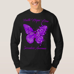 Camiseta Butterfly Faith Esperança Ama a Sarcoidose Sensibi