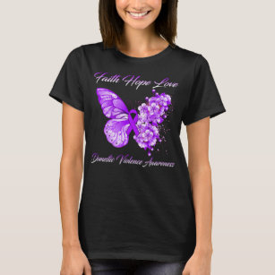 Camiseta Butterfly Faith Esperança ama a violência doméstic