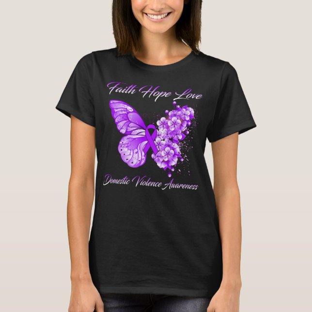 Camiseta Butterfly Faith Esperança ama a violência doméstic (Frente)
