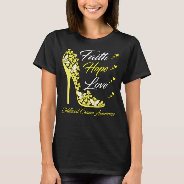 Camiseta Butterfly Faith Hope ama Cancer Guerreiro (Frente)