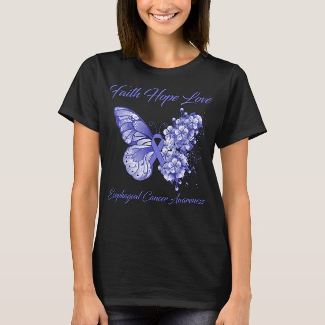 Camiseta Butterfly Faith Hope Love Esophague Cancer (Frente)
