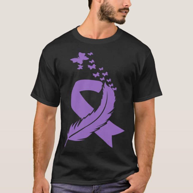Camiseta Butterfly Feather Ribbon Alzheimer s & Epilepsy Aw (Frente)