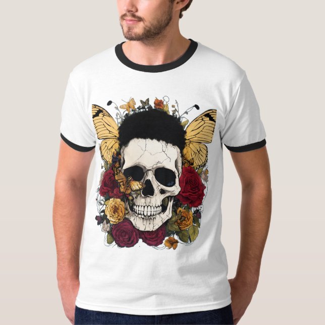 Camiseta Butterfly Garden Harmony – Nature-Inspired Floral  (Frente)