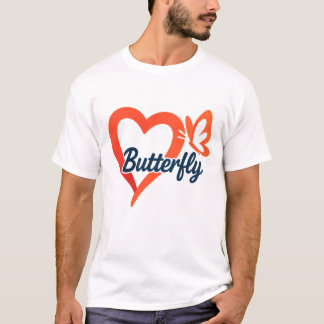 Camiseta Butterfly Heart Design | Tipografia Romântica