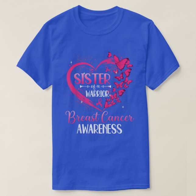 Camiseta Butterfly Heart Sister Of A Warrior Breast Cancer  (Frente do Design)