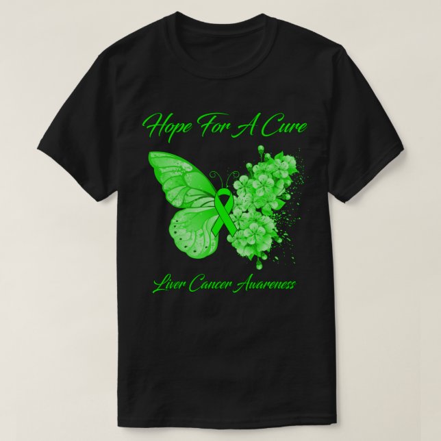 Camiseta Butterfly Hope For A Cure Liver Cancer Awareness (Frente do Design)