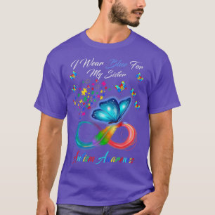 Camiseta Butterfly I Wear Blue For My Sister Autism Awarene