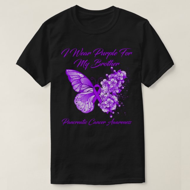 Camiseta Butterfly I Wear Purple For My Brother Pancreatic  (Frente do Design)