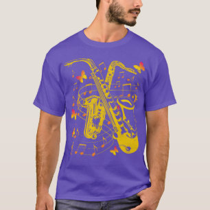 Camiseta Butterfly Music Jazz Saxophonist Instrumento Saxof