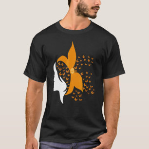 Camiseta Butterfly Orange Ribbon Multiple Sclerose Awar