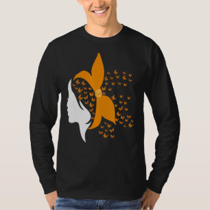 Camiseta Butterfly Orange Ribbon Multiple Sclerose Awar