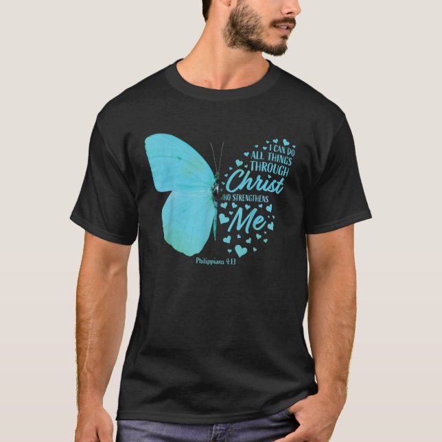 Camiseta Butterfly Religiosa Philippians 4 13 Christian Wom (Frente)