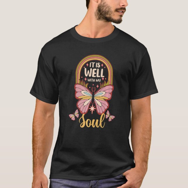 Camiseta Butterfly  Religious Christian It Is Well With My  (Frente)