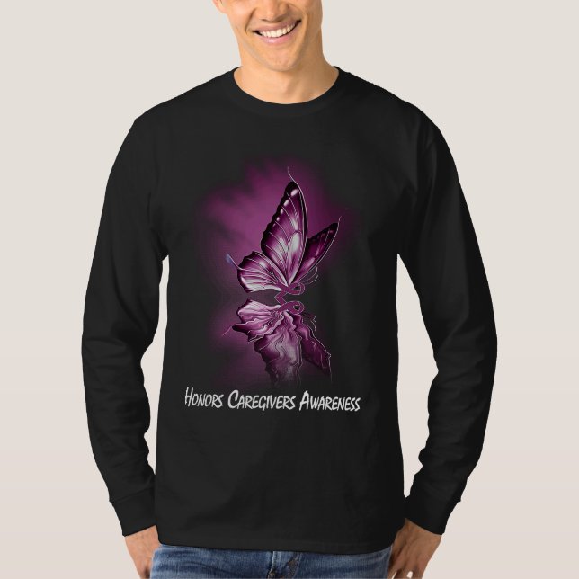 Camiseta Butterfly Ribbon Honors Caregivers Awareness (Frente)