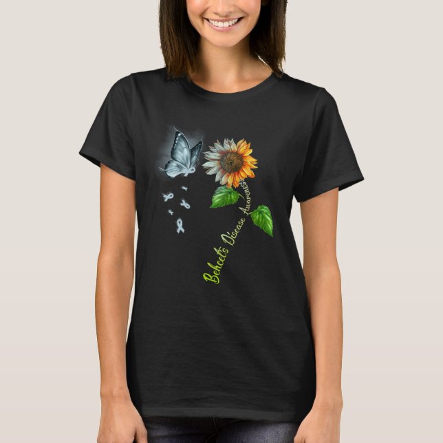 Camiseta Butterfly Sunflower Behcet s Disease Awareness (Frente)