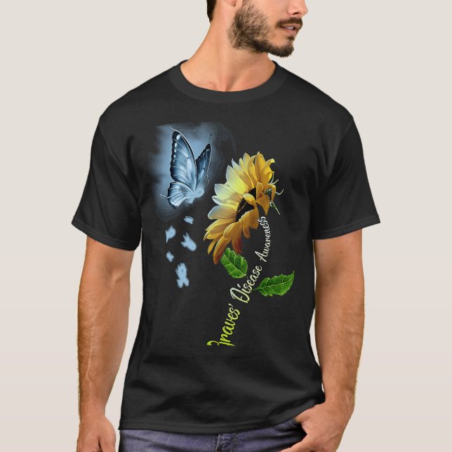 Camiseta Butterfly Sunflower Graves' Disease Awareness (Frente)
