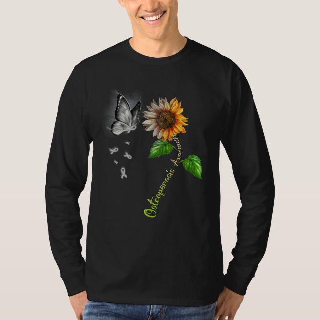 Camiseta Butterfly Sunflower Osteoporosis Awareness (Frente)