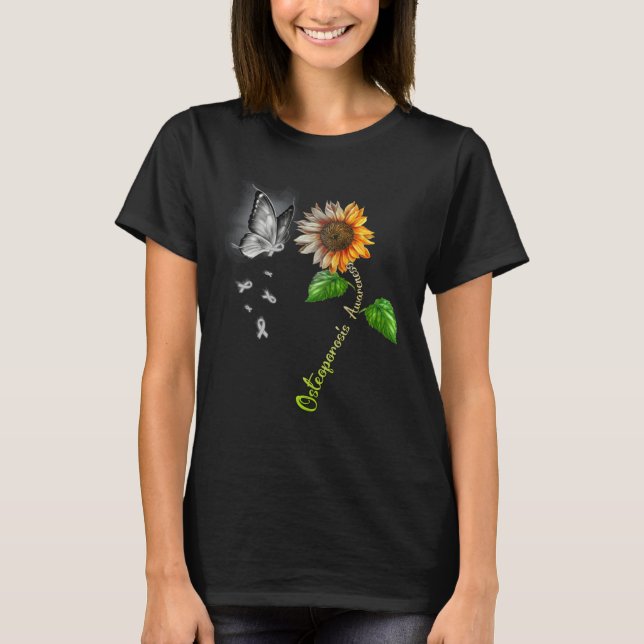 Camiseta Butterfly Sunflower Osteoporosis Awareness (Frente)