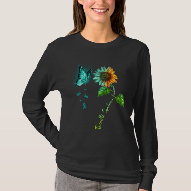 Camiseta Butterfly Sunflower Tourette Syndrome Awareness (Frente)