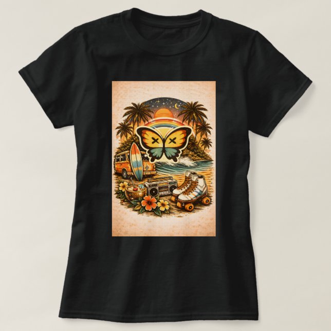 Camiseta Butterfly TEES CO. Retro Borboleta 004788 (Frente do Design)