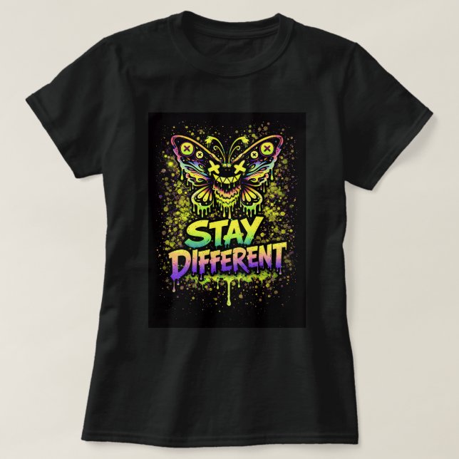 Camiseta Butterfly Tees Co. Stay Different 0047753 (Frente do Design)