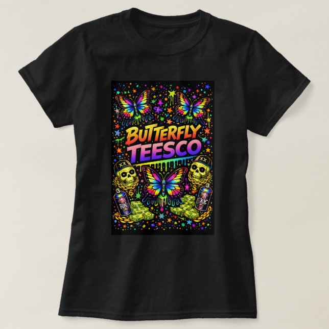 Camiseta Butterfly TEESCO Graffiti Butterfly 00478 (Frente do Design)