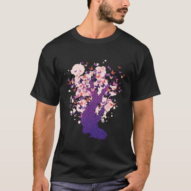 Camiseta Butterfly Tree Beautiful Butterflies Tree Nature (Frente)