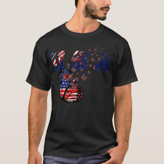 Camiseta Butterfly USA Flag, 4 De Julho De Gi Patriótico En