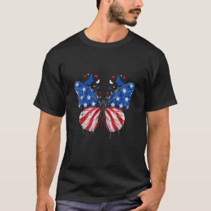 Camiseta Butterfly Usa Flag Cut 4 De Julho American Girl