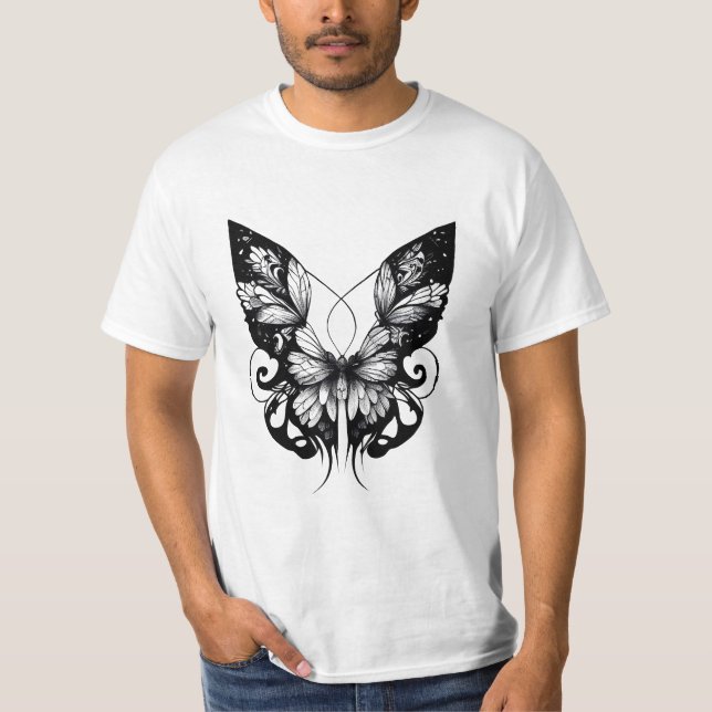 Camiseta Butterfly Wild Animal Nature Illustration Art Tatt (Frente)