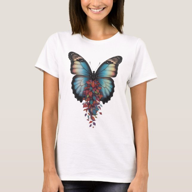Camiseta Butterfly Wings & Colorful Leaves – Women’s Basic  (Frente)
