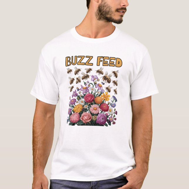 Camiseta Buzzfeed Parody: Buquê de flores e abelhas do mel (Frente)