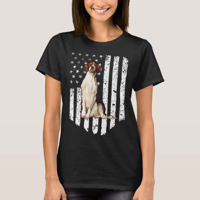 Camiseta BW American Flag Irish Red and White Setter 4th Of (Frente)