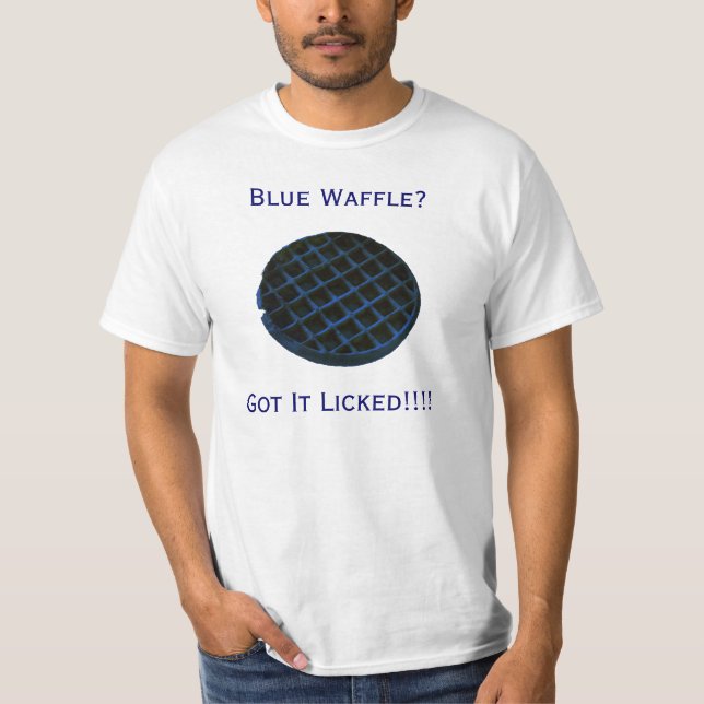 Camiseta BWAFFLE, Waffle azul? , Obtido o lambido!!!! (Frente)