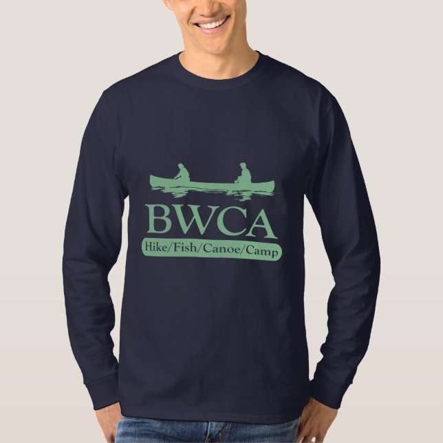 Camiseta BWCA / Campo de canoa de peixe de Hike (Frente)