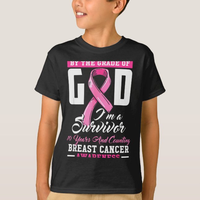 Camiseta By The Grace Of God Survivor 10 Year Breast Cancer (Frente)