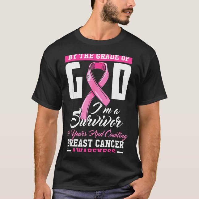 Camiseta By The Grace Of God Survivor 10 Year Breast Cancer (Frente)