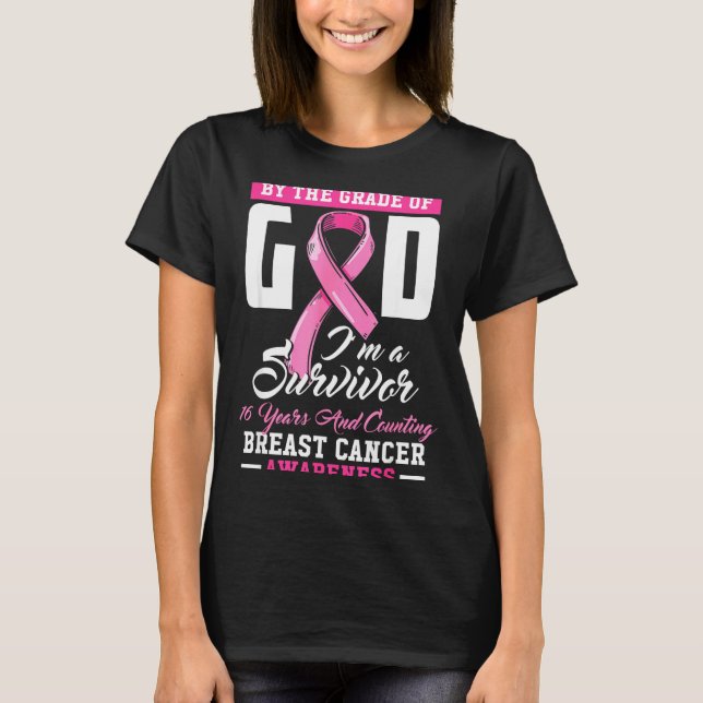 Camiseta By The Grace Of God Survivor 16 Year Breast Cancer (Frente)
