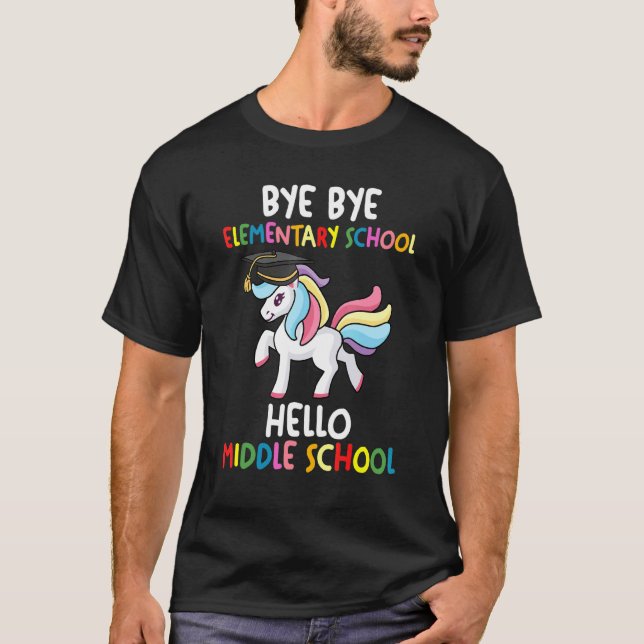 Camiseta Bye Bye Escola Elementar Médio Graduador Médio (Frente)