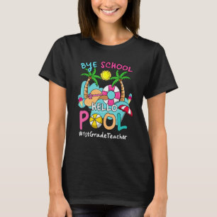 Camiseta Bye Bye School Hello Piscina 1rua Grau Professor V