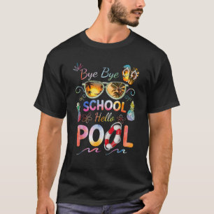 Camiseta Bye Bye School Hello Piscina Engraçado Férias De V