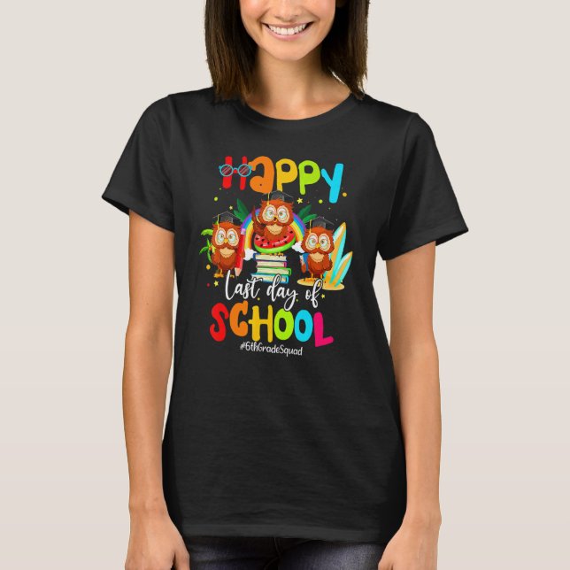 Camiseta Bye Bye School Hello Piscina Summer Owl 6thgradesq (Frente)