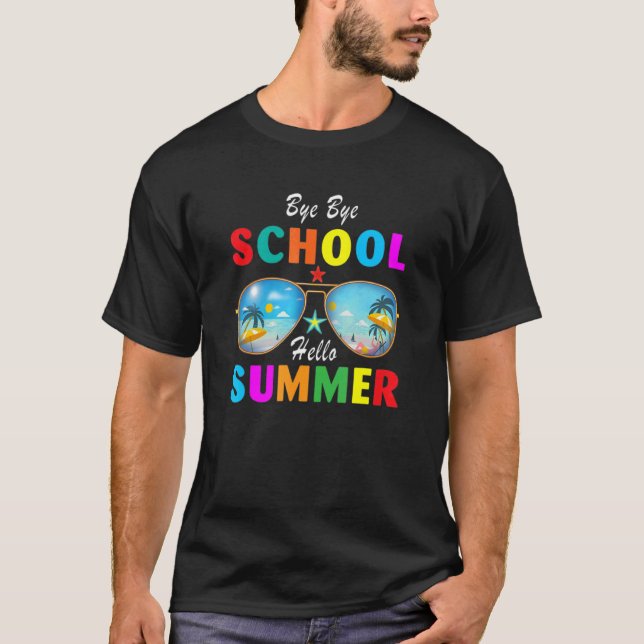 Camiseta Bye Bye School Hello Summer No Dia Passado Da Esco (Frente)