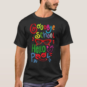 Camiseta Bye School Hello Piscina Óculos De Sol No Dia Pass