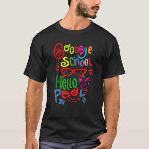 Camiseta Bye School Hello Piscina Óculos De Sol No Dia Pass