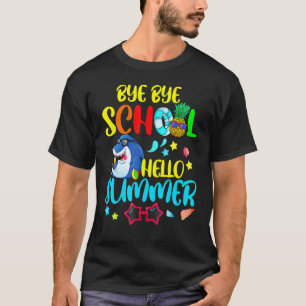 Camiseta Bye School Hello Summer Shark No Dia Passado