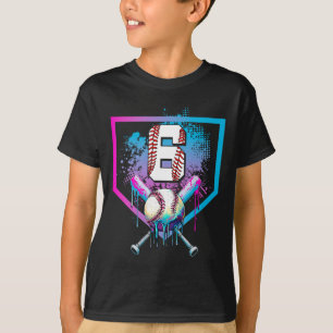 Camiseta Bysebyll Drip 6º Aniversário Home Plate Meninos Ju