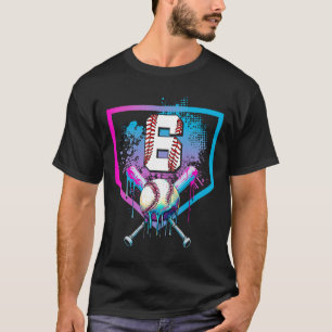 Camiseta Bysebyll Drip 6º Aniversário Home Plate Meninos Ju